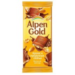 Шоколад, Alpen Gold (Альпен гольд) 90 г арахис и кукурузные хлопья молочный